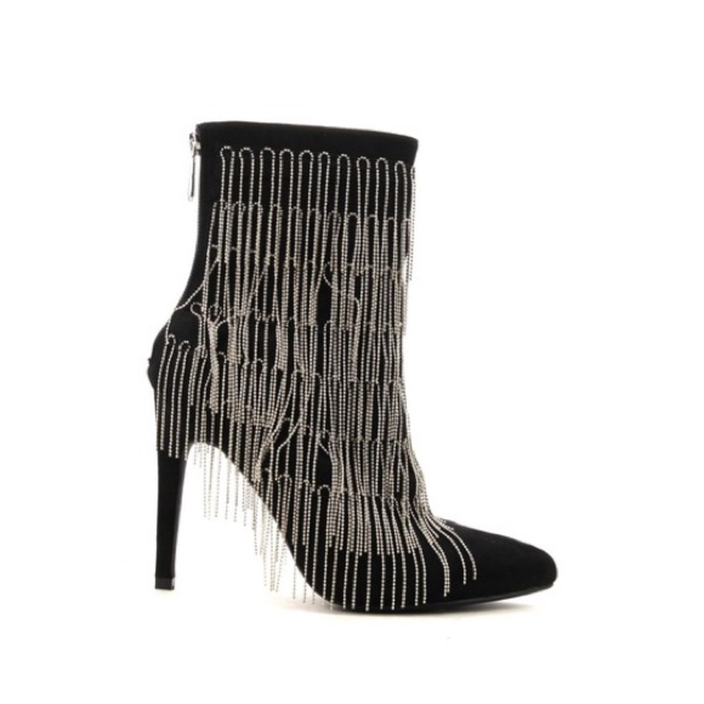 Silver Chain Fringe Booties